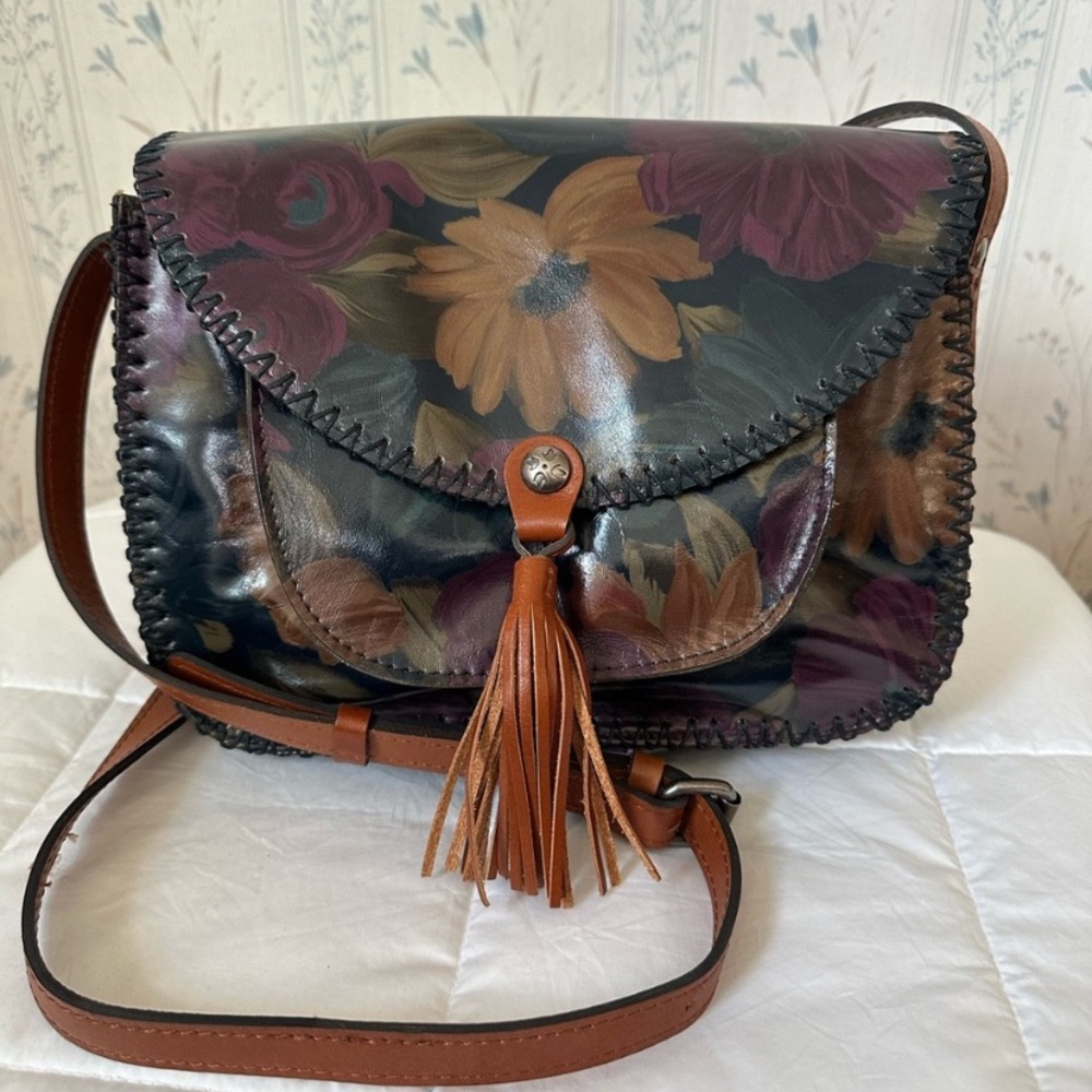 Patricia Nash Floral Tassel Crossbody Bag - Brown Multi - Picture 6 of 6